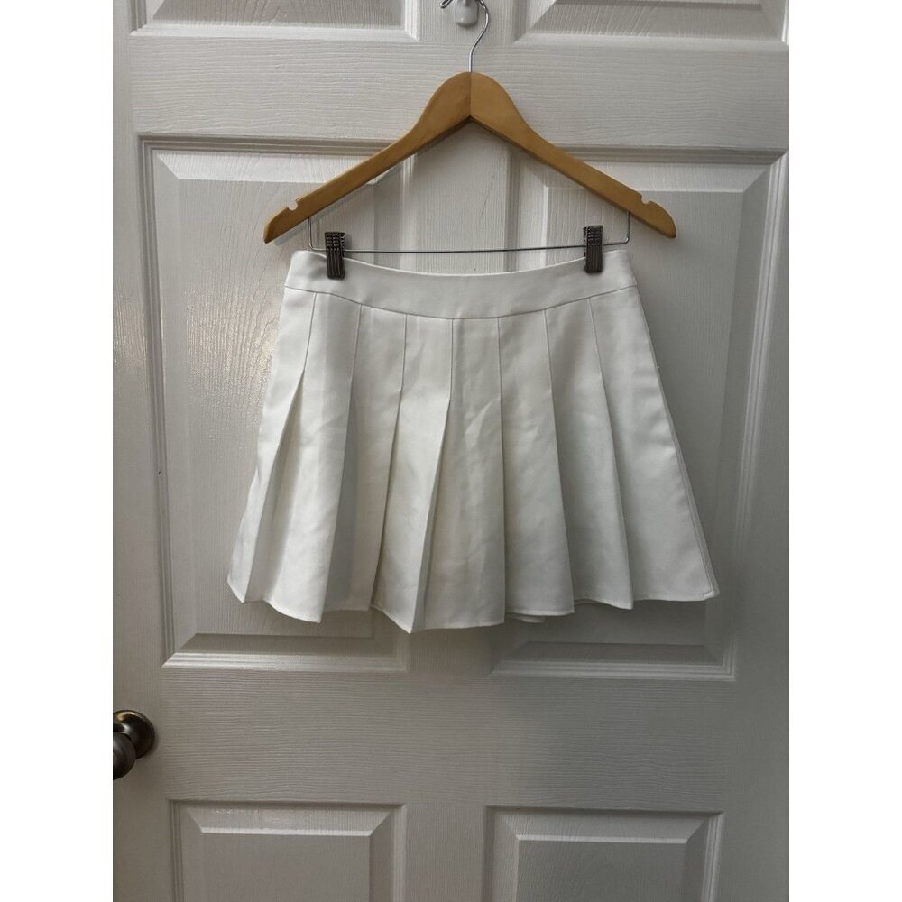 White Pleated Mini With Shorts L